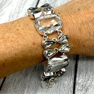 322. White Topaz Sterling Silver Artisan Bracelet